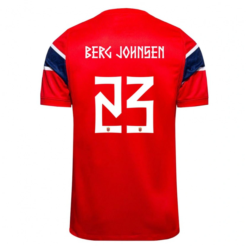 Danxen Hombre Camiseta Noruega Lasse Berg Johnsen #23 Rojo Marino Blanco 1ª Equipación 26-28 La Camisa