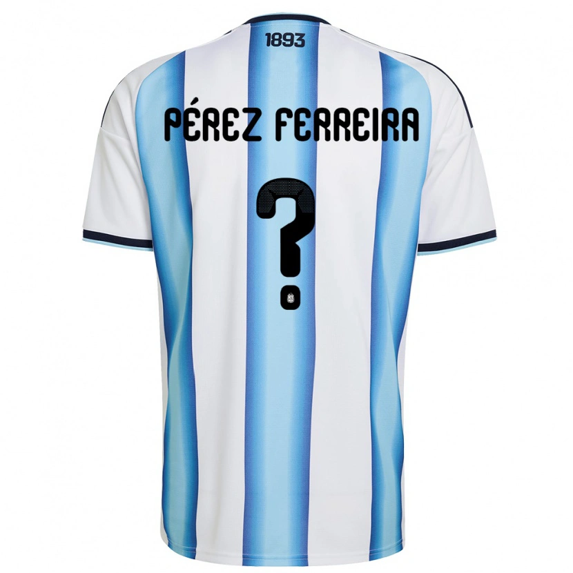 Danxen Hombre Camiseta Argentina Thiago Pérez Ferreira #0 Blanco Azul Cielo Marino 1ª Equipación 26-28 La Camisa