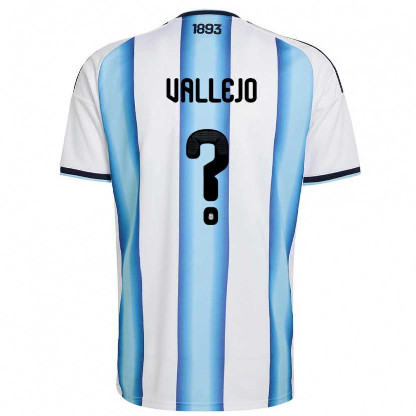 Danxen Hombre Camiseta Argentina Benjamin Vallejo #0 Blanco Azul Cielo Marino 1ª Equipación 26-28 La Camisa