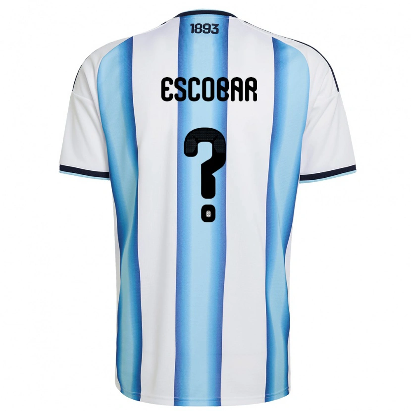 Danxen Hombre Camiseta Argentina Galo Escobar #0 Blanco Azul Cielo Marino 1ª Equipación 26-28 La Camisa