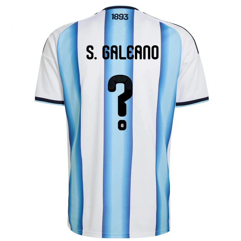 Danxen Hombre Camiseta Argentina Sebastián Galeano #0 Blanco Azul Cielo Marino 1ª Equipación 26-28 La Camisa