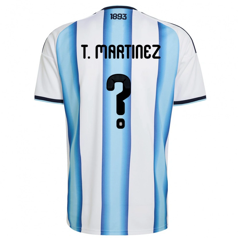 Danxen Hombre Camiseta Argentina Tiziano Martinez #0 Blanco Azul Cielo Marino 1ª Equipación 26-28 La Camisa