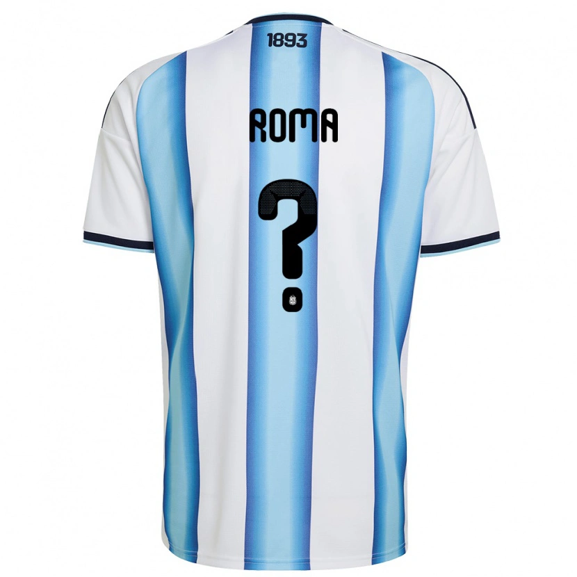 Danxen Hombre Camiseta Argentina Sebastian Roma #0 Blanco Azul Cielo Marino 1ª Equipación 26-28 La Camisa