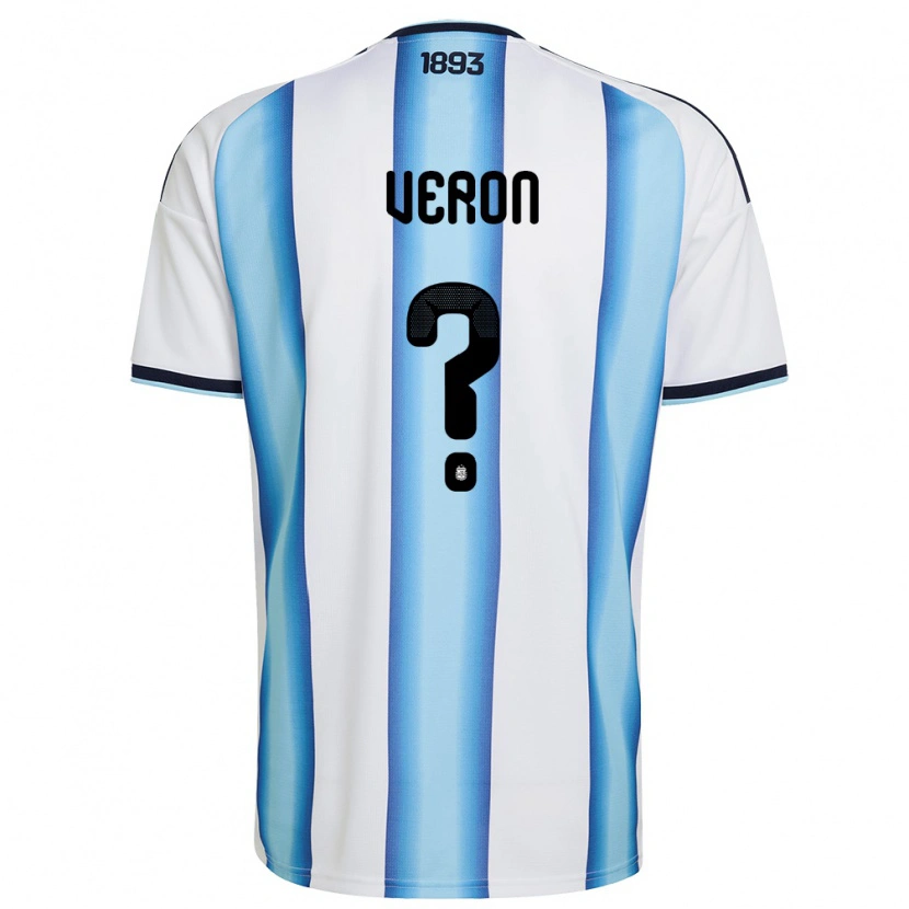 Danxen Hombre Camiseta Argentina Thiago Veron #0 Blanco Azul Cielo Marino 1ª Equipación 26-28 La Camisa