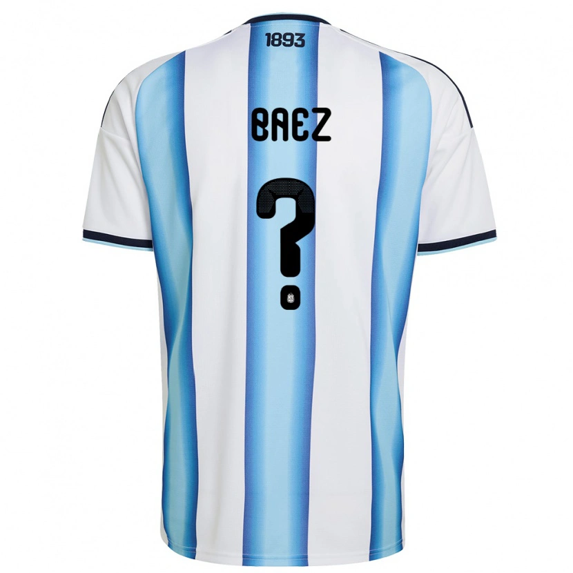 Danxen Hombre Camiseta Argentina Lautaro Baez #0 Blanco Azul Cielo Marino 1ª Equipación 26-28 La Camisa