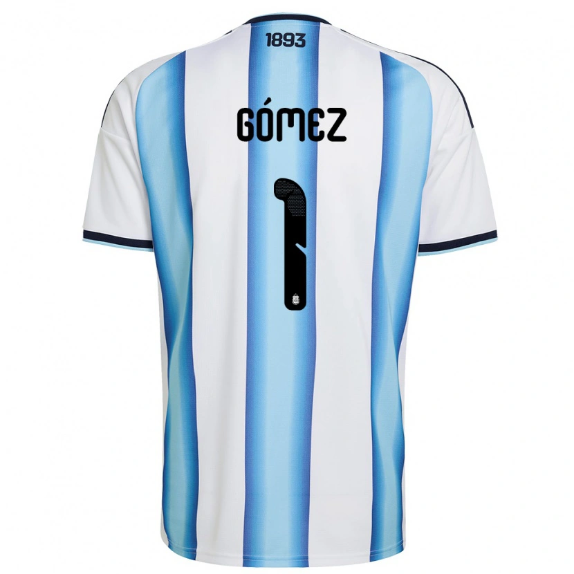 Danxen Hombre Camiseta Argentina Francisco Gomez #1 Blanco Azul Cielo Marino 1ª Equipación 26-28 La Camisa