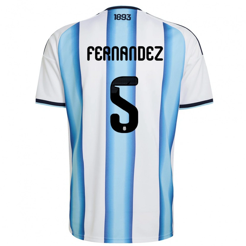 Danxen Hombre Camiseta Argentina Ezequiel Fernández #5 Blanco Azul Cielo Marino 1ª Equipación 26-28 La Camisa