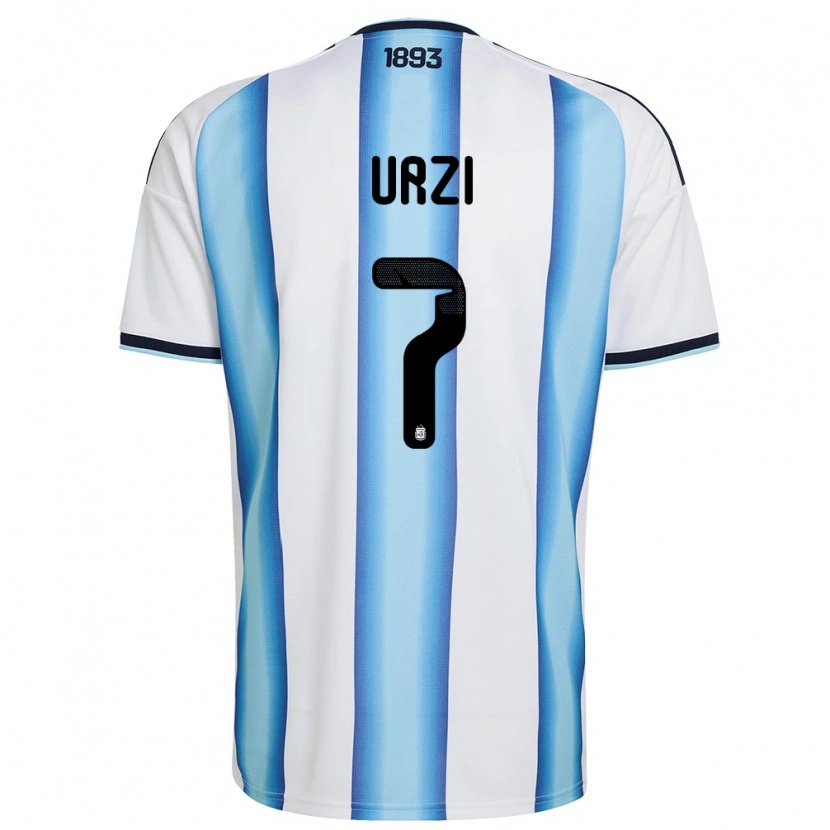 Danxen Hombre Camiseta Argentina Agustin Urzi #7 Blanco Azul Cielo Marino 1ª Equipación 26-28 La Camisa