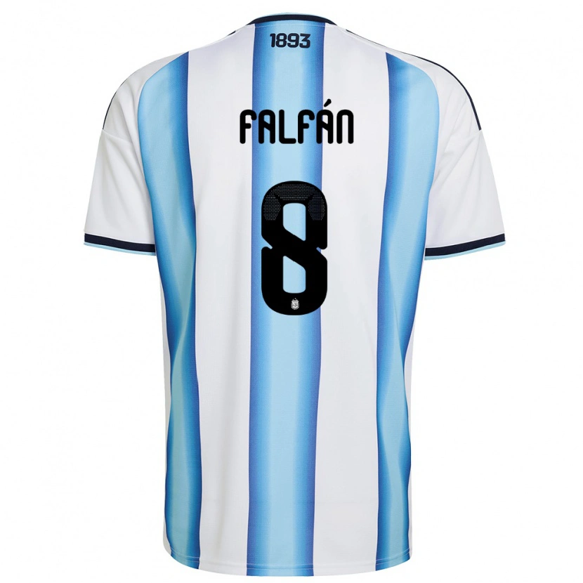 Danxen Hombre Camiseta Argentina Daiana Falfan #8 Blanco Azul Cielo Marino 1ª Equipación 26-28 La Camisa
