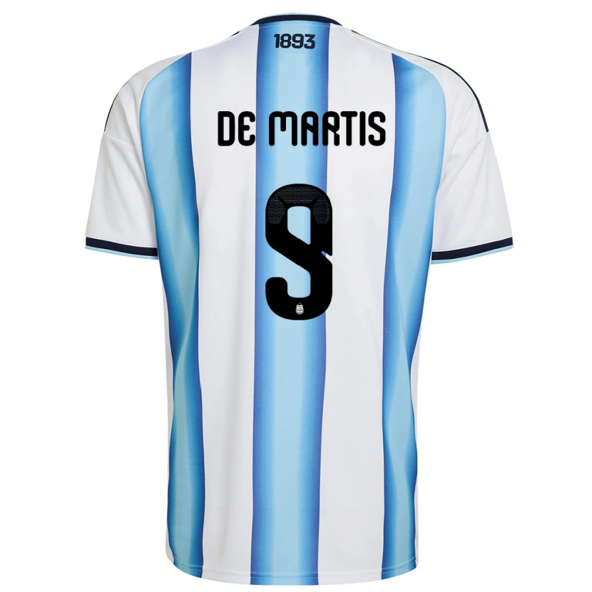Danxen Hombre Camiseta Argentina Thomás De Martis #9 Blanco Azul Cielo Marino 1ª Equipación 26-28 La Camisa