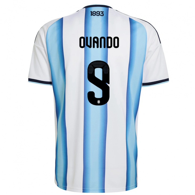 Danxen Hombre Camiseta Argentina Lautaro Ovando #9 Blanco Azul Cielo Marino 1ª Equipación 26-28 La Camisa