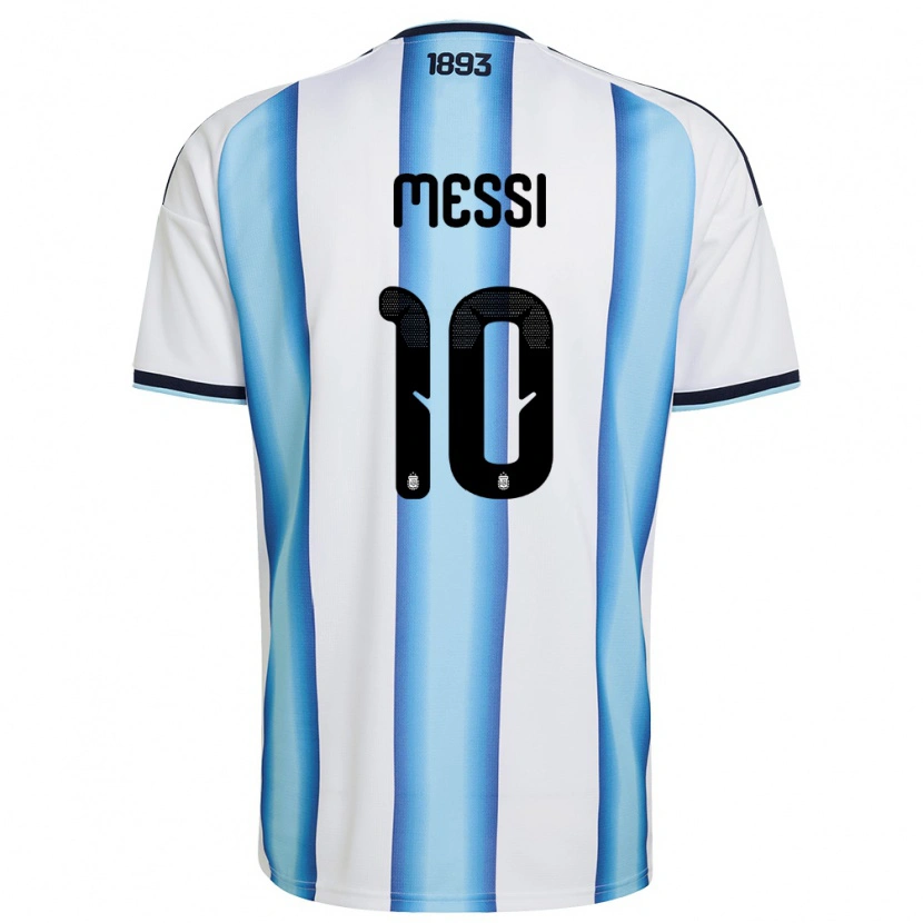 Danxen Hombre Camiseta Argentina Lionel Messi #10 Blanco Azul Cielo Marino 1ª Equipación 26-28 La Camisa