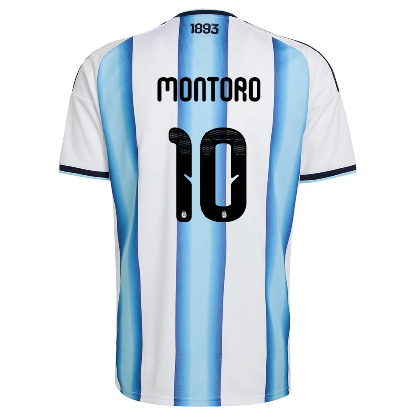Danxen Hombre Camiseta Argentina Álvaro Montoro #10 Blanco Azul Cielo Marino 1ª Equipación 26-28 La Camisa