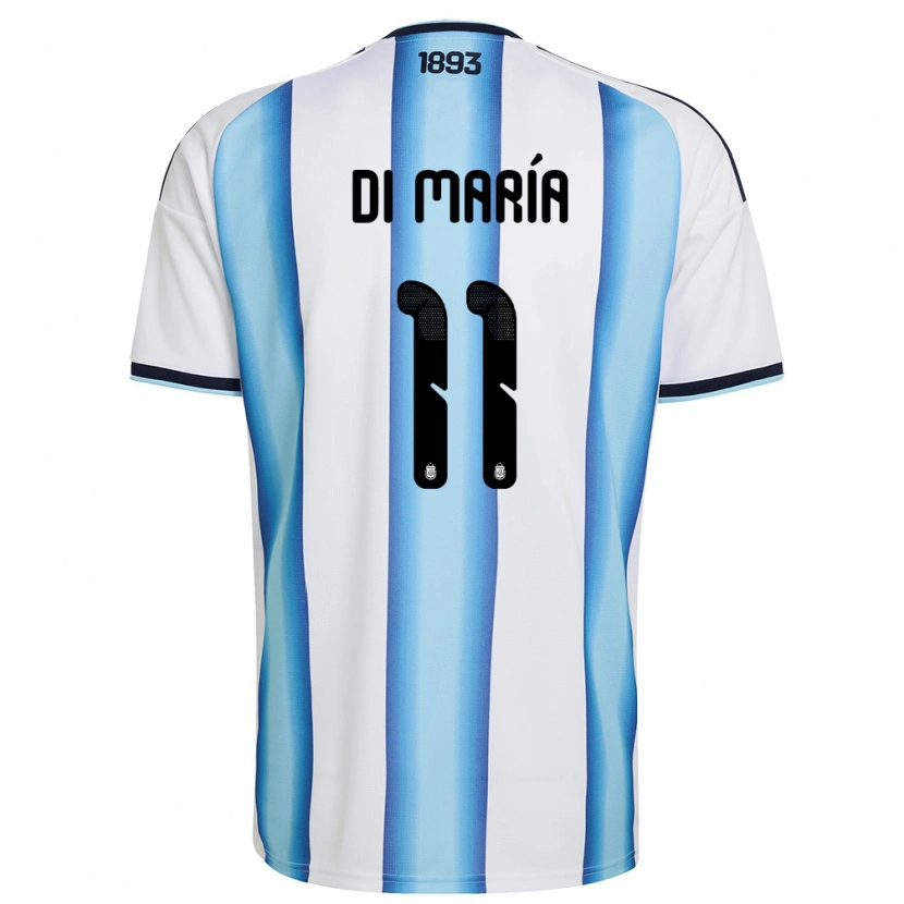 Danxen Hombre Camiseta Argentina Angel Di Maria #11 Blanco Azul Cielo Marino 1ª Equipación 26-28 La Camisa