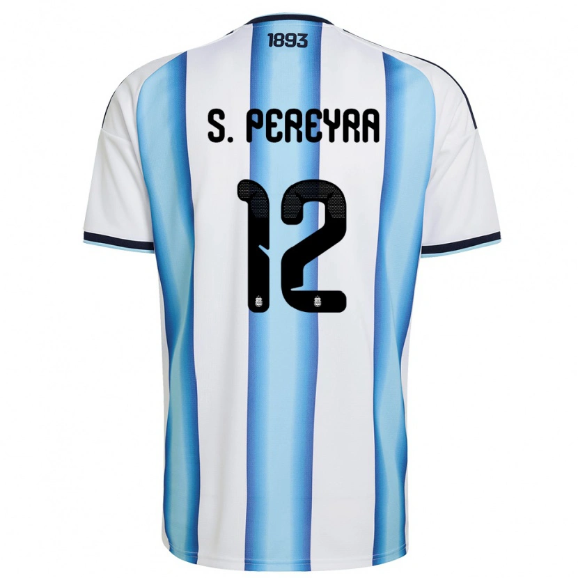 Danxen Hombre Camiseta Argentina Solana Pereyra #12 Blanco Azul Cielo Marino 1ª Equipación 26-28 La Camisa