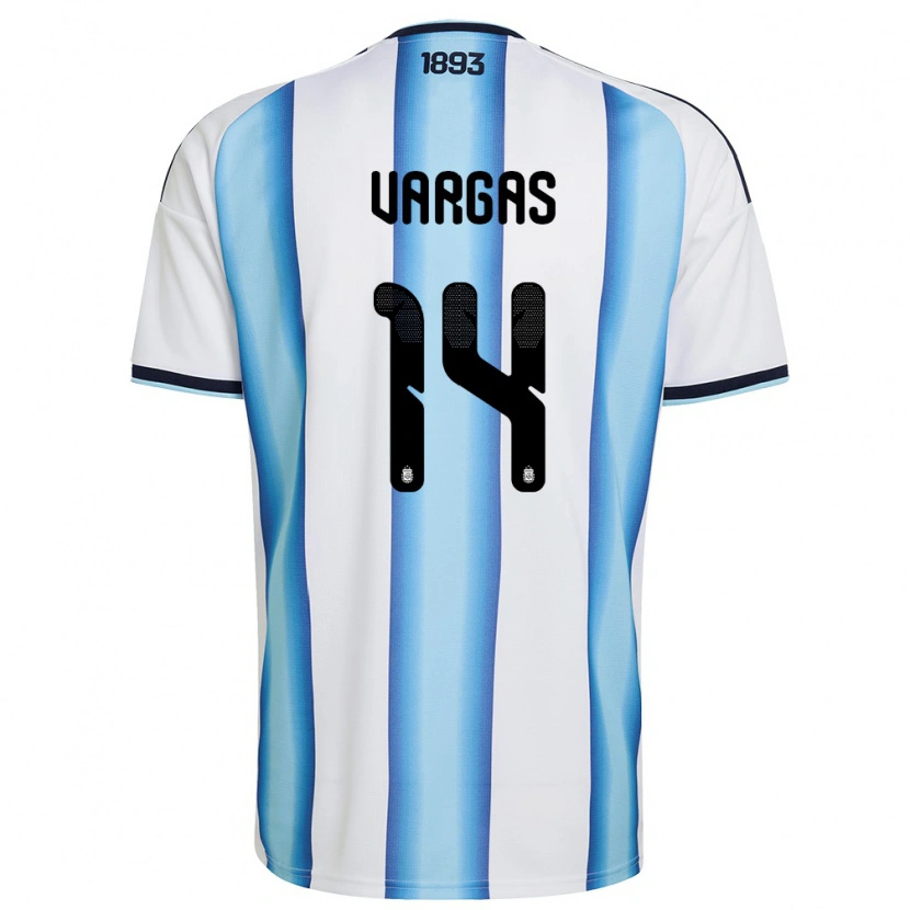 Danxen Hombre Camiseta Argentina Agustina Vargas #14 Blanco Azul Cielo Marino 1ª Equipación 26-28 La Camisa