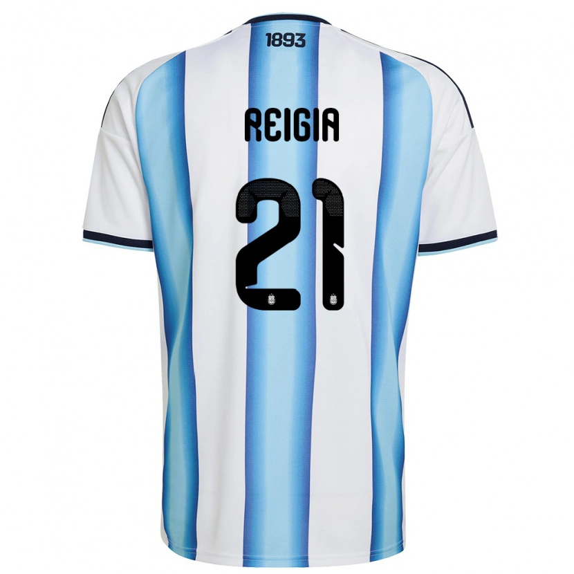 Danxen Hombre Camiseta Argentina Valentin Reigia #21 Blanco Azul Cielo Marino 1ª Equipación 26-28 La Camisa