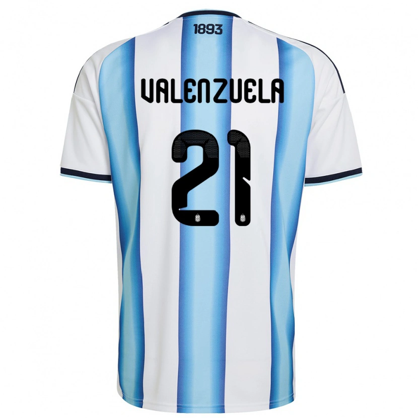 Danxen Hombre Camiseta Argentina Fernando Valenzuela #21 Blanco Azul Cielo Marino 1ª Equipación 26-28 La Camisa