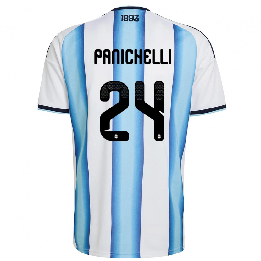 Danxen Hombre Camiseta Argentina Joaquín Panichelli #24 Blanco Azul Cielo Marino 1ª Equipación 26-28 La Camisa