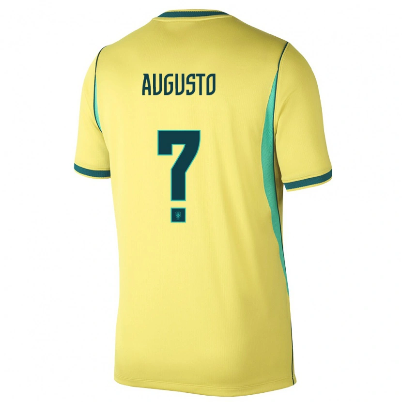 Danxen Hombre Camiseta Brasil Ryan Augusto #0 Amarillo Verde 1ª Equipación 26-28 La Camisa
