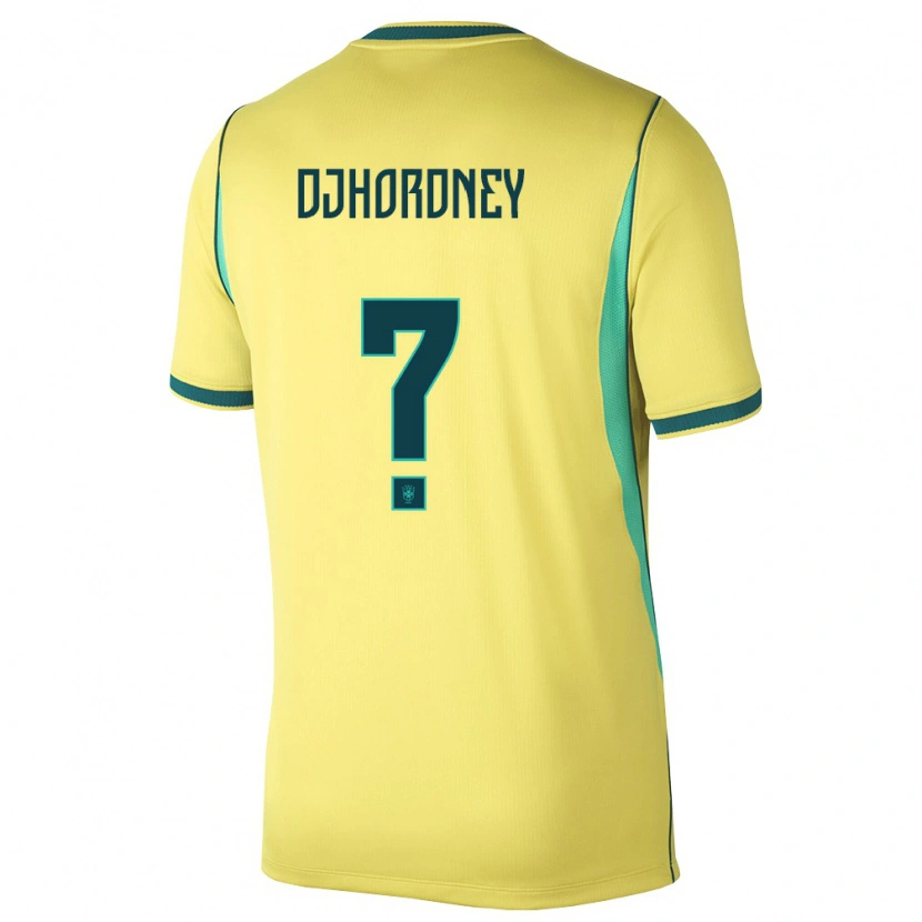 Danxen Hombre Camiseta Brasil Djhordney #0 Amarillo Verde 1ª Equipación 26-28 La Camisa
