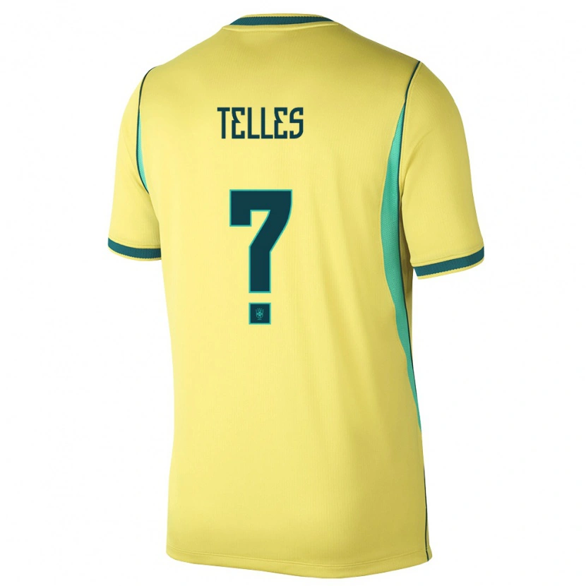 Danxen Hombre Camiseta Brasil Douglas Telles #0 Amarillo Verde 1ª Equipación 26-28 La Camisa