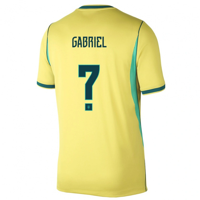Danxen Hombre Camiseta Brasil Arthur Gabriel #0 Amarillo Verde 1ª Equipación 26-28 La Camisa