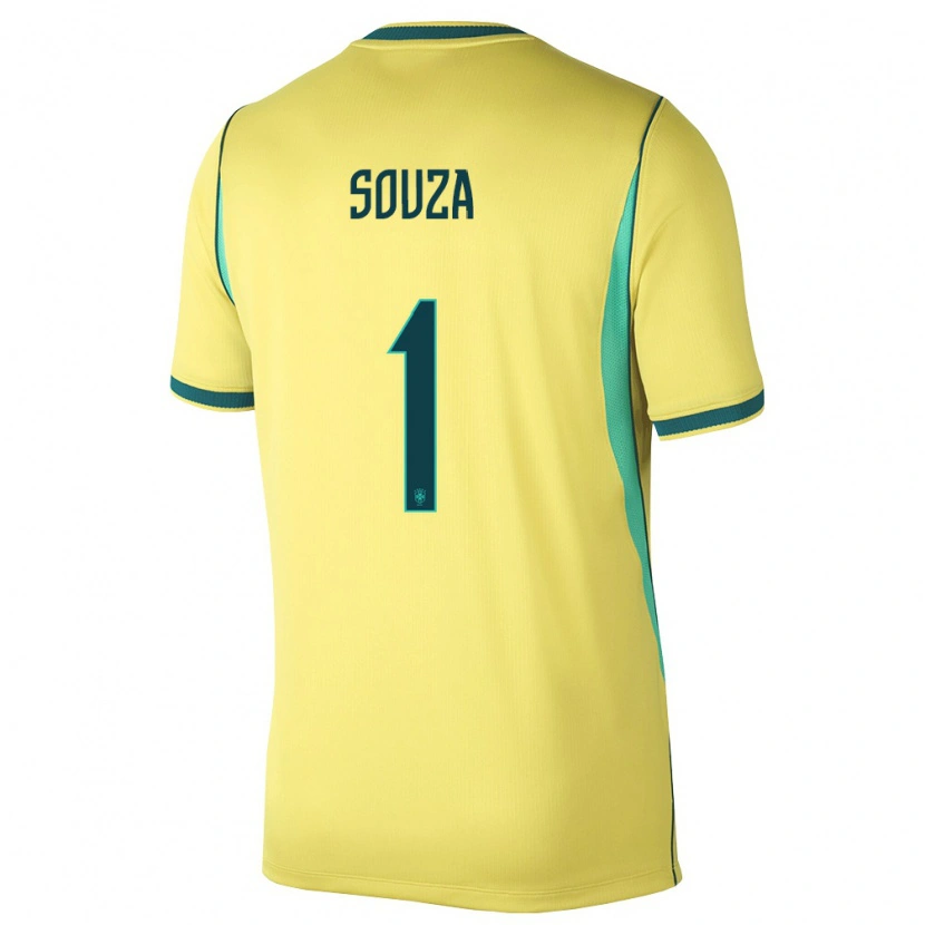 Danxen Hombre Camiseta Brasil Hugo Souza #1 Amarillo Verde 1ª Equipación 26-28 La Camisa