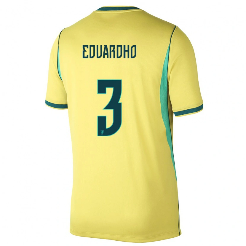 Danxen Hombre Camiseta Brasil Eduardho #3 Amarillo Verde 1ª Equipación 26-28 La Camisa