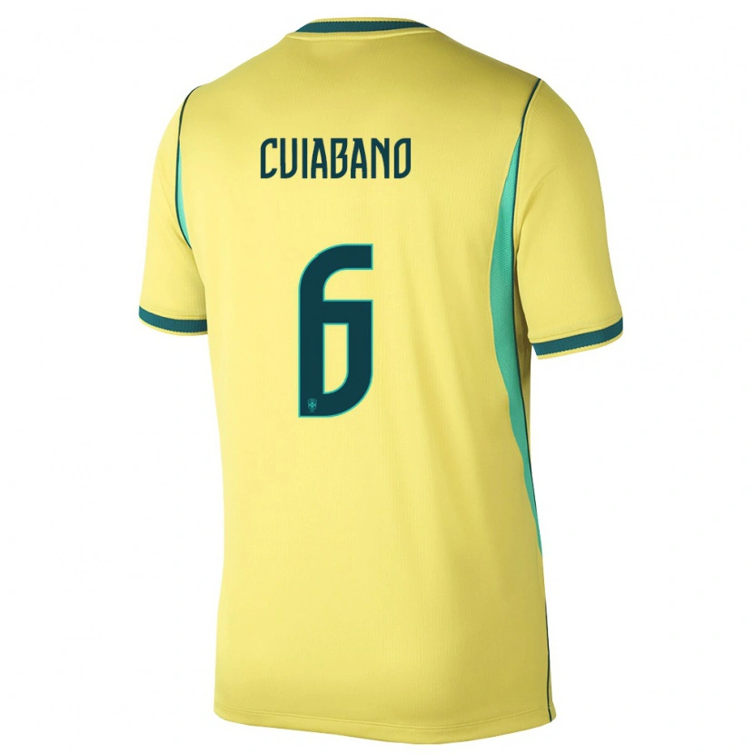 Danxen Hombre Camiseta Brasil Cuiabano #6 Amarillo Verde 1ª Equipación 26-28 La Camisa