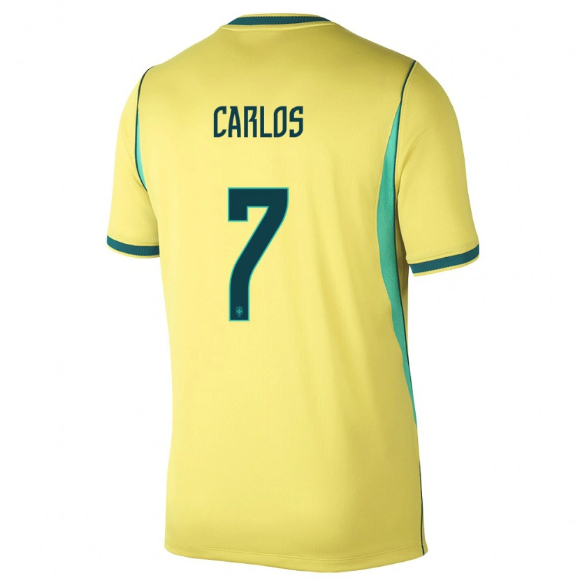 Danxen Hombre Camiseta Brasil Jean Carlos #7 Amarillo Verde 1ª Equipación 26-28 La Camisa