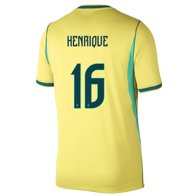 Danxen Hombre Camiseta Brasil Caio Henrique #16 Amarillo Verde 1ª Equipación 26-28 La Camisa