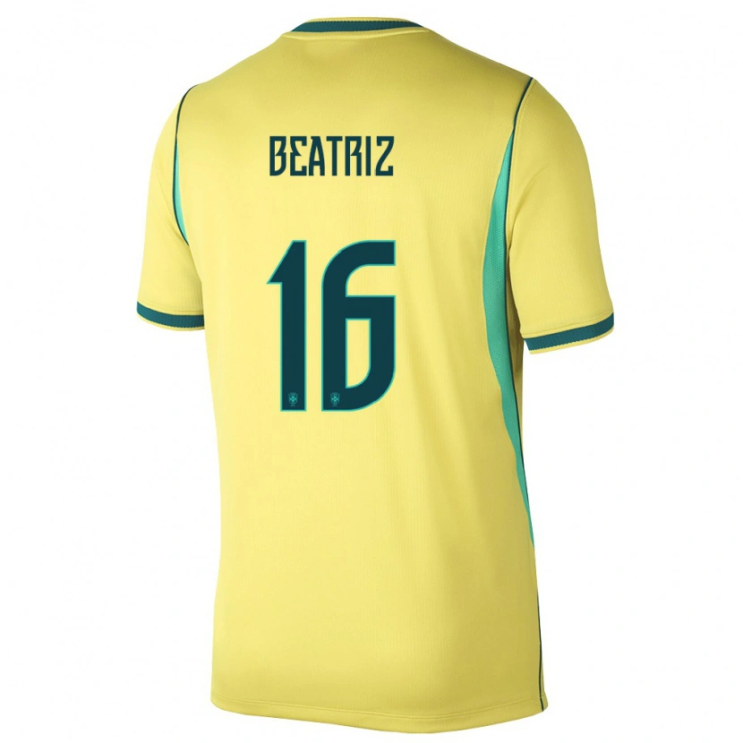Danxen Hombre Camiseta Brasil Beatriz #16 Amarillo Verde 1ª Equipación 26-28 La Camisa