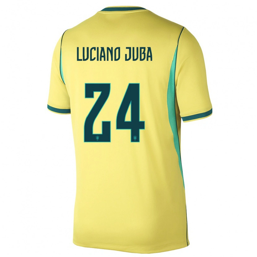 Danxen Hombre Camiseta Brasil Luciano Juba #24 Amarillo Verde 1ª Equipación 26-28 La Camisa