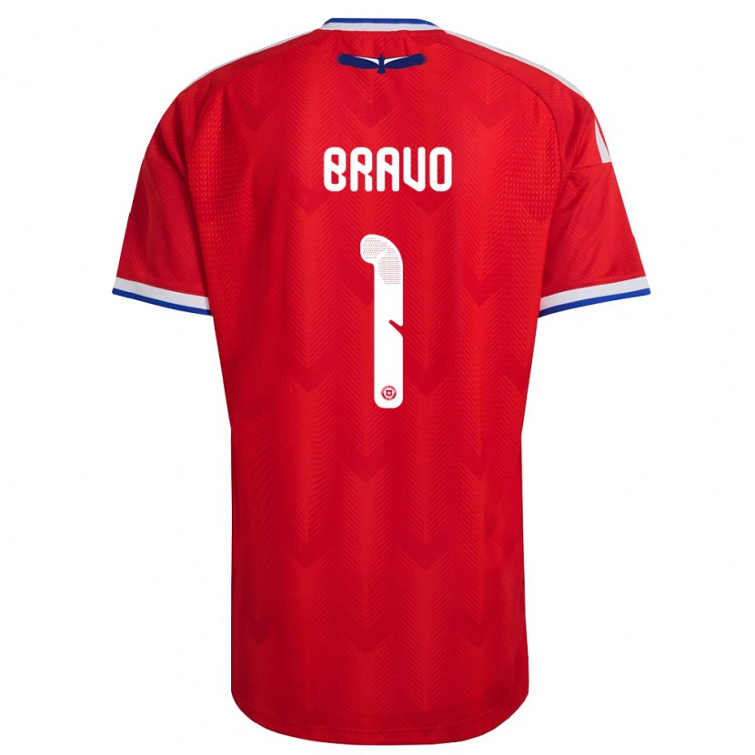 Danxen Hombre Camiseta Chile Claudio Bravo #1 Rojo Blanco Azul 1ª Equipación 26-28 La Camisa