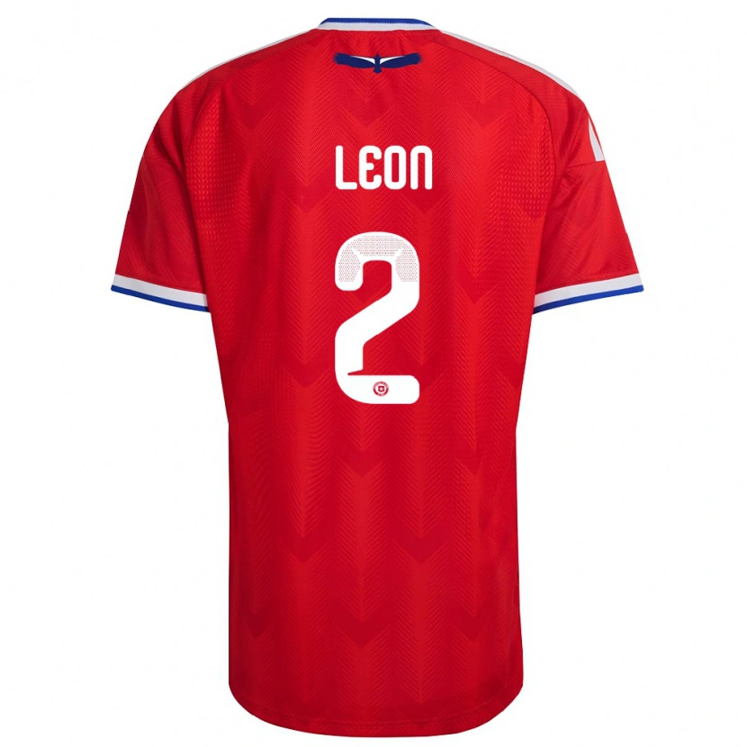 Danxen Hombre Camiseta Chile Maicol León #2 Rojo Blanco Azul 1ª Equipación 26-28 La Camisa