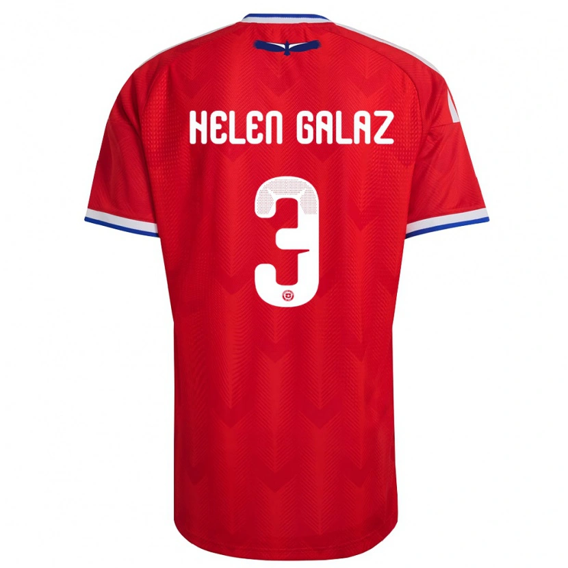 Danxen Hombre Camiseta Chile Su Helen Galaz #3 Rojo Blanco Azul 1ª Equipación 26-28 La Camisa
