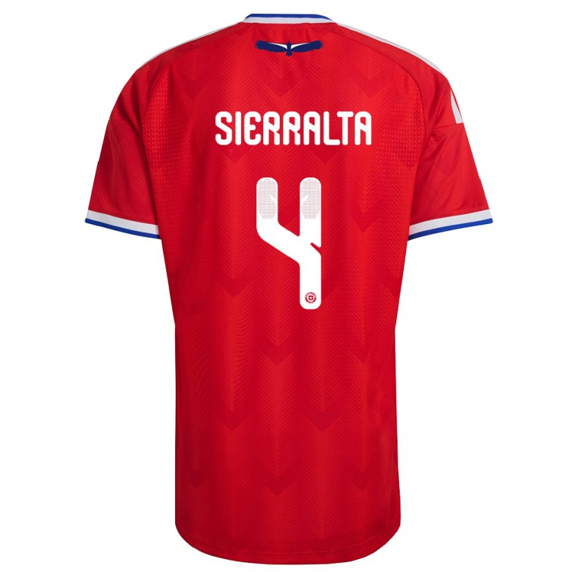 Danxen Hombre Camiseta Chile Francisco Sierralta #4 Rojo Blanco Azul 1ª Equipación 26-28 La Camisa