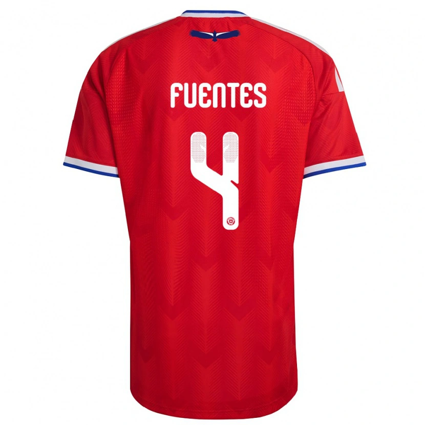 Danxen Hombre Camiseta Chile Karen Fuentes #4 Rojo Blanco Azul 1ª Equipación 26-28 La Camisa