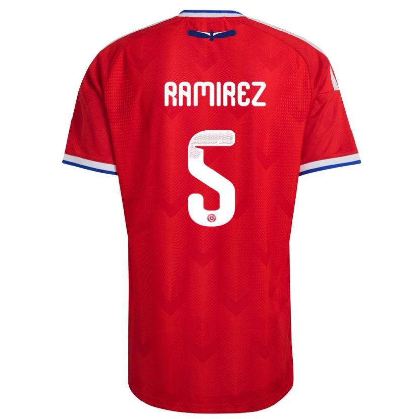 Danxen Hombre Camiseta Chile Fernanda Ramírez #5 Rojo Blanco Azul 1ª Equipación 26-28 La Camisa