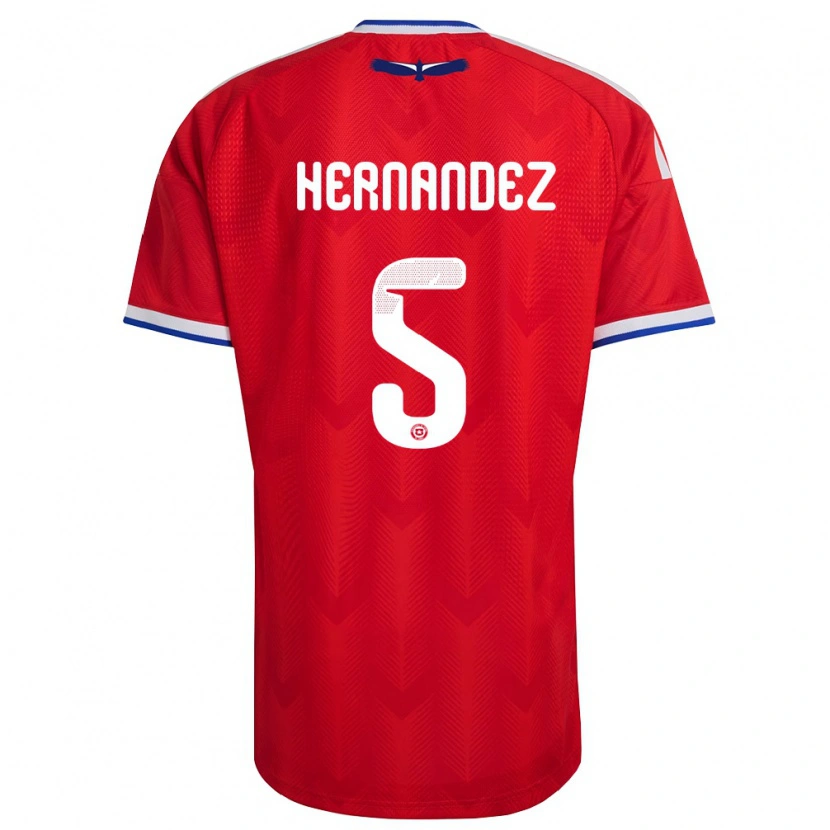 Danxen Hombre Camiseta Chile Monserrat Hernández #5 Rojo Blanco Azul 1ª Equipación 26-28 La Camisa