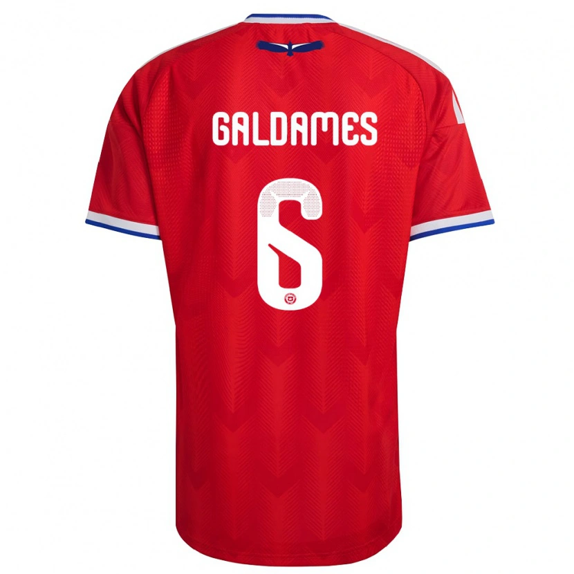 Danxen Hombre Camiseta Chile Thomas Galdames #6 Rojo Blanco Azul 1ª Equipación 26-28 La Camisa