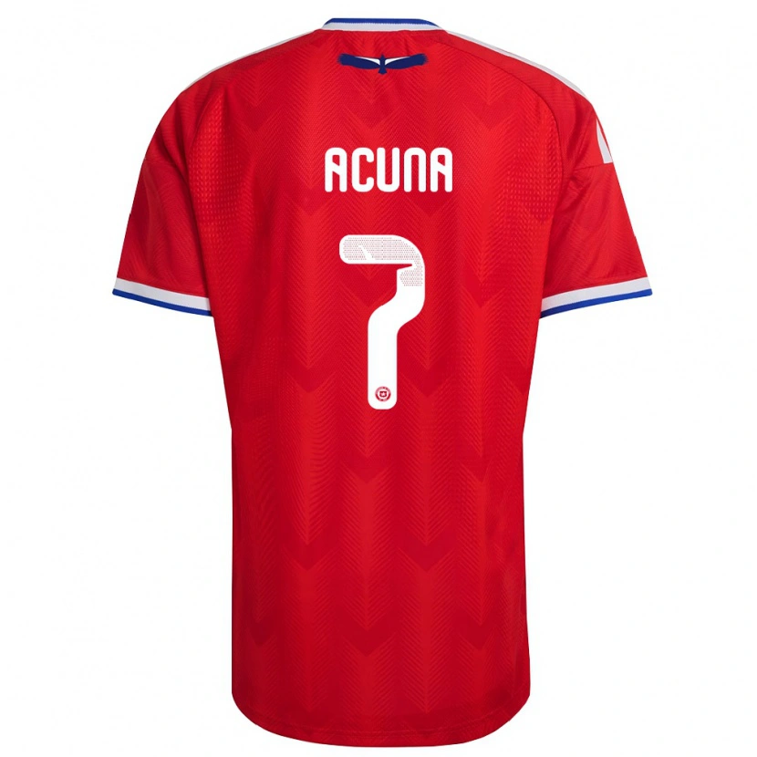 Danxen Hombre Camiseta Chile Yenny Acuña #7 Rojo Blanco Azul 1ª Equipación 26-28 La Camisa