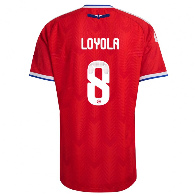 Danxen Hombre Camiseta Chile Felipe Loyola #8 Rojo Blanco Azul 1ª Equipación 26-28 La Camisa