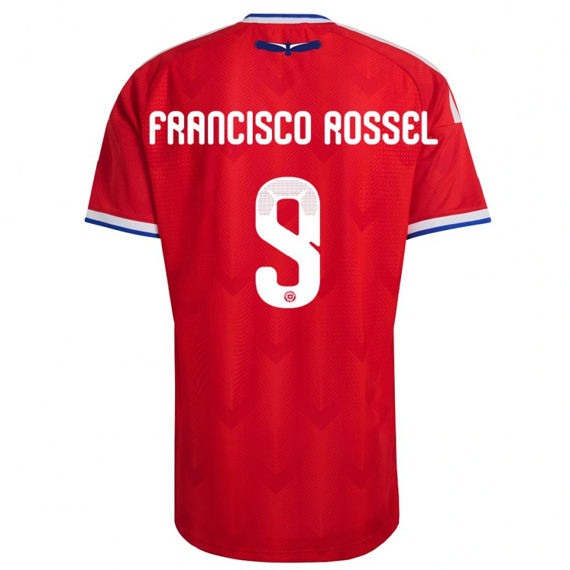 Danxen Hombre Camiseta Chile Juan Francisco Rossel #9 Rojo Blanco Azul 1ª Equipación 26-28 La Camisa