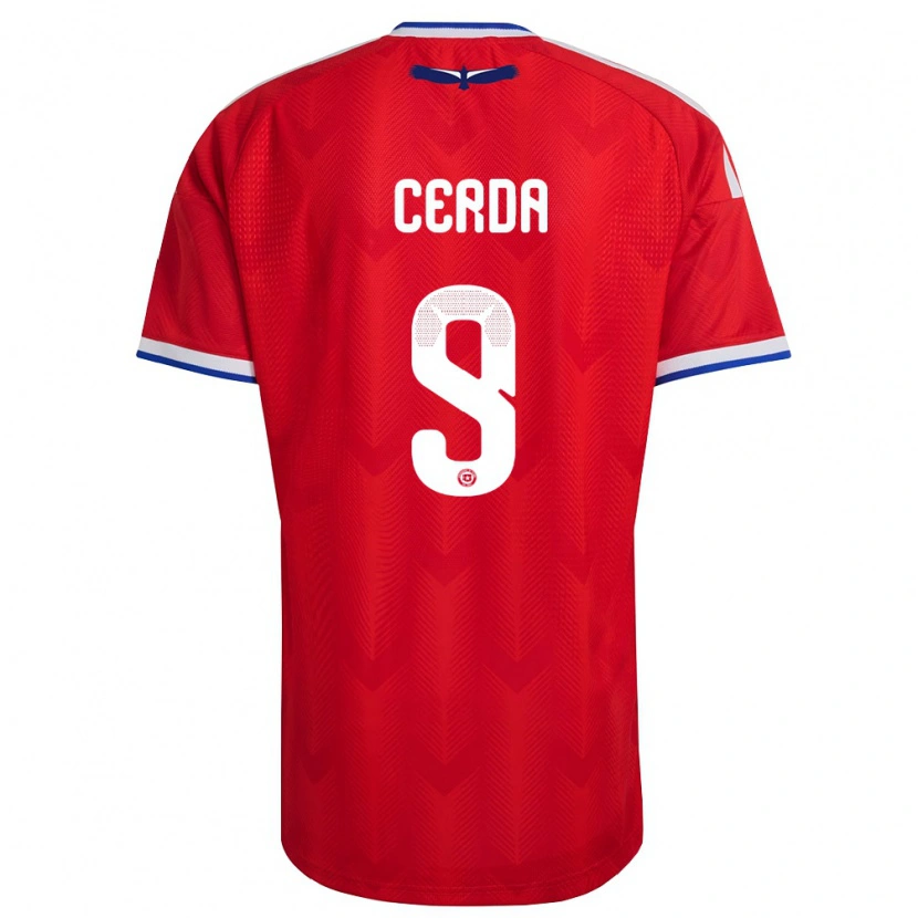 Danxen Hombre Camiseta Chile Axel Cerda #9 Rojo Blanco Azul 1ª Equipación 26-28 La Camisa