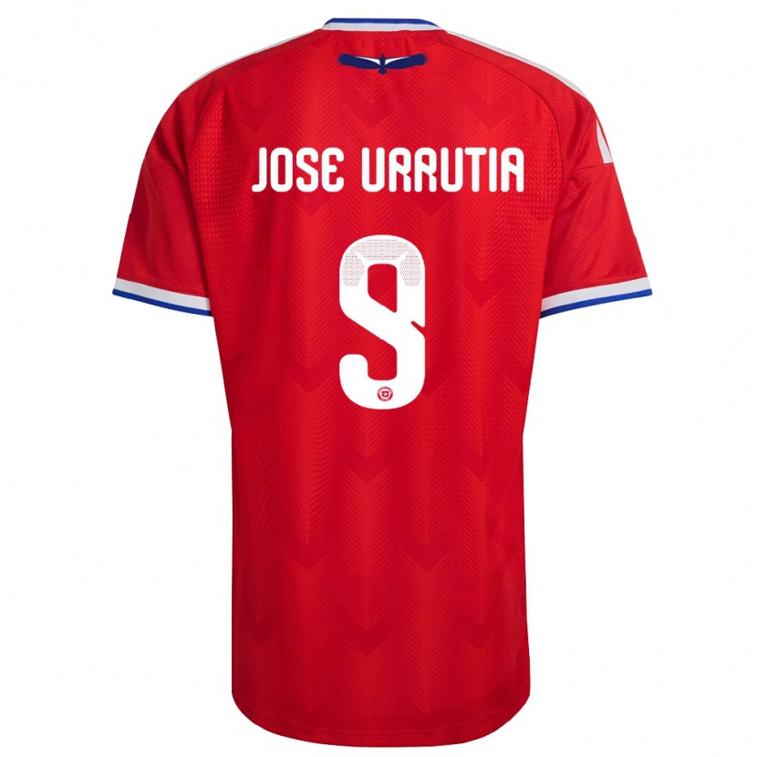 Danxen Hombre Camiseta Chile María José Urrutia #9 Rojo Blanco Azul 1ª Equipación 26-28 La Camisa