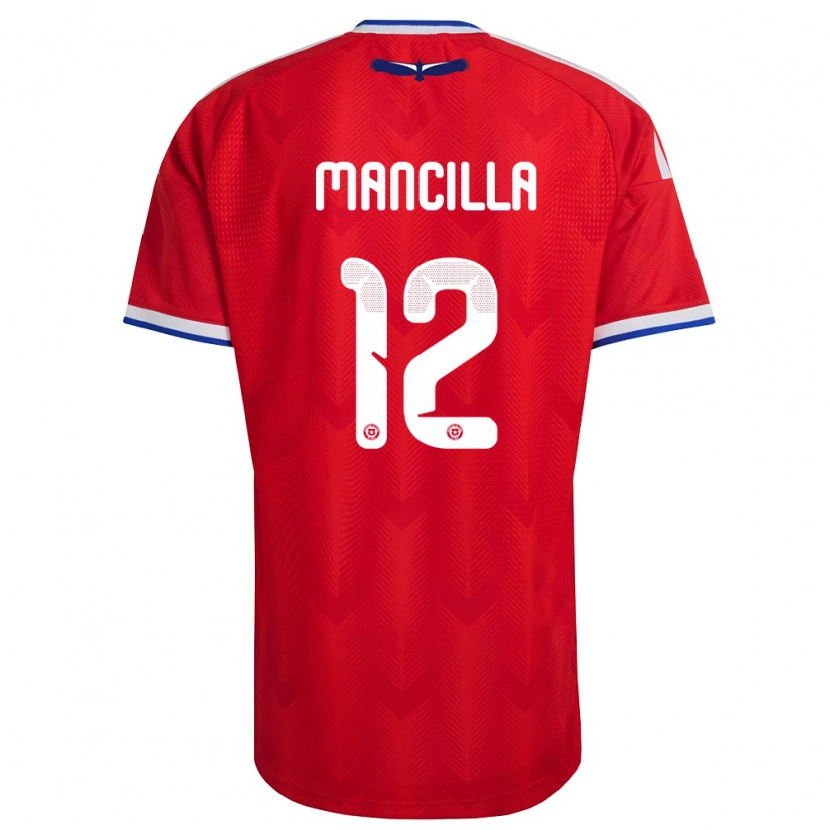 Danxen Hombre Camiseta Chile Franco Mancilla #12 Rojo Blanco Azul 1ª Equipación 26-28 La Camisa