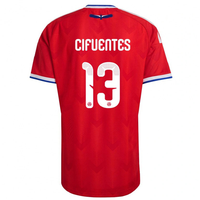 Danxen Hombre Camiseta Chile Anaís Cifuentes #13 Rojo Blanco Azul 1ª Equipación 26-28 La Camisa