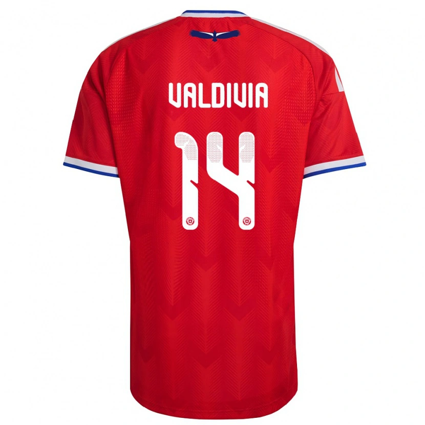 Danxen Hombre Camiseta Chile Felipe Valdivia #14 Rojo Blanco Azul 1ª Equipación 26-28 La Camisa